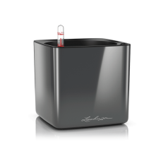 Кашпо Lechuza CUBE Glossy 16 антрацитовый блестящий